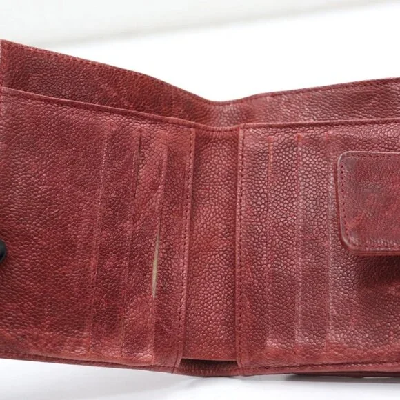 Chanel Red Caviar Leather Billfold Vintage 2005 Wallet